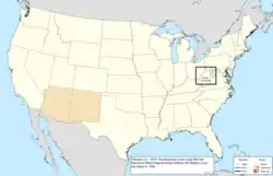 Map of the change to the United States in central North America on February 21, 1910