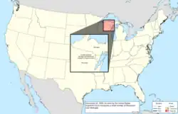 Map of the change to the United States in central North America on November 22, 1926
