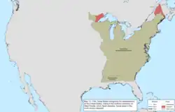 Map of the change to the international disputes involving the United States in central North America on May 12, 1784