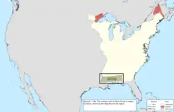Map of the change to the international disputes involving the United States in central North America on April 25, 1796