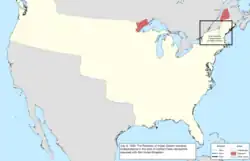 Map of the change to the international disputes involving the United States in central North America on July 9, 1832