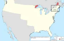 Map of the change to the international disputes involving the United States in central North America on August 5, 1835