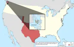 Map of the change to the international disputes involving the United States in central North America on July 17, 1846