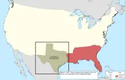 Map of the change to the international disputes involving the United States in central North America on March 2, 1861