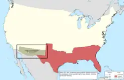Map of the change to the international disputes involving the United States in central North America on March 28, 1861