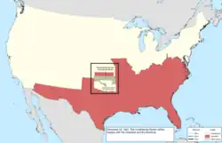Map of the change to the international disputes involving the United States in central North America on December 23, 1861