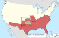 Map of the change to the international disputes involving the United States in central North America on December 31, 1861