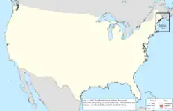 Map of the change to the international disputes involving the United States in central North America on July 1, 1867