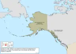 Map of the change to the United States in northwest North America on October 18, 1867