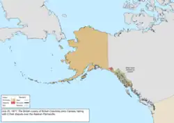 Map of the change to the United States in northwest North America on July 20, 1871