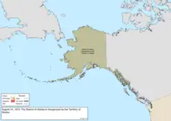 Map of the change to the United States in northwest North America on August 24, 1912