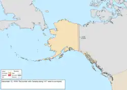 Map of the change to the United States in northwest North America on December 15, 1918
