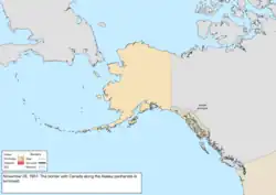 Map of the change to the United States in northwest North America on November 26, 1951