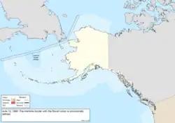Map of the change to the United States in northwest North America on June 15, 1990