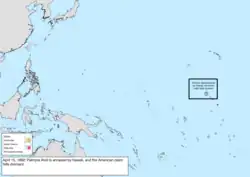 Map of the change to the United States in the Pacific Ocean on April 15, 1862