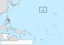 Map of the change to the United States in the Pacific Ocean on August 28, 1867