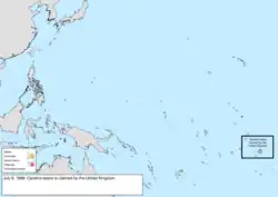 Map of the change to the United States in the Pacific Ocean on July 9, 1868