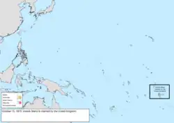Map of the change to the United States in the Pacific Ocean on October 15, 1873