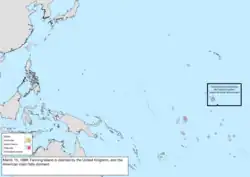 Map of the change to the United States in the Pacific Ocean on March 15, 1888