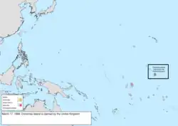 Map of the change to the United States in the Pacific Ocean on March 17, 1888