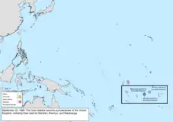 Map of the change to the United States in the Pacific Ocean on September 20, 1888