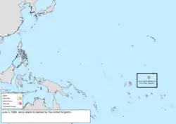 Map of the change to the United States in the Pacific Ocean on June 3, 1889