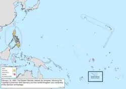 Map of the change to the United States in the Pacific Ocean on February 16, 1900