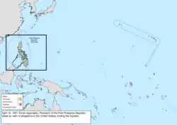 Map of the change to the United States in the Pacific Ocean on April 19, 1901