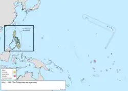 Map of the change to the United States in the Pacific Ocean on July 1, 1902