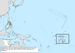 Map of the change to the United States in the Pacific Ocean on September 26, 1907