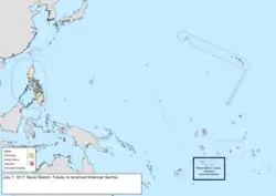 Map of the change to the United States in the Pacific Ocean on July 7, 1911