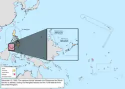Map of the change to the United States in the Pacific Ocean on December 13, 1932