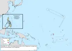 Map of the change to the United States in the Pacific Ocean on November 15, 1935