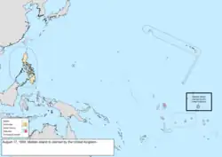 Map of the change to the United States in the Pacific Ocean on August 17, 1936