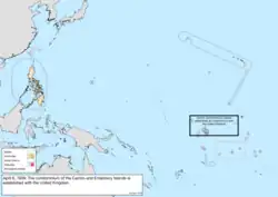Map of the change to the United States in the Pacific Ocean on April 6, 1939
