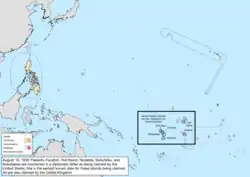 Map of the change to the United States in the Pacific Ocean on August 16, 1939