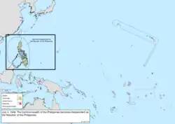 Map of the change to the United States in the Pacific Ocean on July 4, 1946
