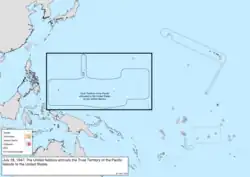 Map of the change to the United States in the Pacific Ocean on July 18, 1947