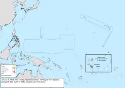 Map of the change to the United States in the Pacific Ocean on January 1, 1949