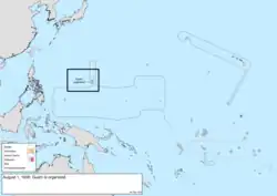 Map of the change to the United States in the Pacific Ocean on August 1, 1950