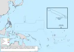 Map of the change to the United States in the Pacific Ocean on August 21, 1959