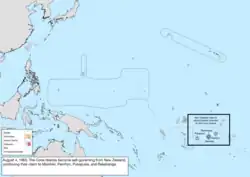 Map of the change to the United States in the Pacific Ocean on August 4, 1965