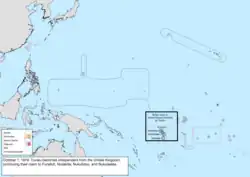 Map of the change to the United States in the Pacific Ocean on October 1, 1978