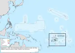 Map of the change to the United States in the Pacific Ocean on September 3, 1983