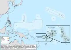Map of the change to the United States in the Pacific Ocean on September 23, 1983