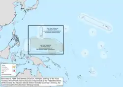 Map of the change to the United States in the Pacific Ocean on November 3, 1986
