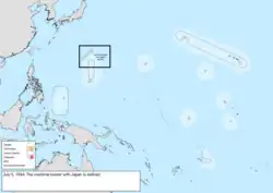 Map of the change to the United States in the Pacific Ocean on July 5, 1994