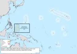 Map of the change to the United States in the Pacific Ocean on October 1, 1994