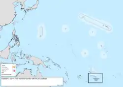 Map of the change to the United States in the Pacific Ocean on October 7, 2014