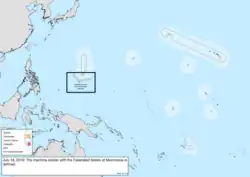 Map of the change to the United States in the Pacific Ocean on July 18, 2019
